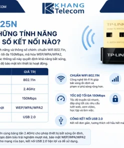 TL-WN725N hỗ trợ những tính năng và thông số kết nối nào