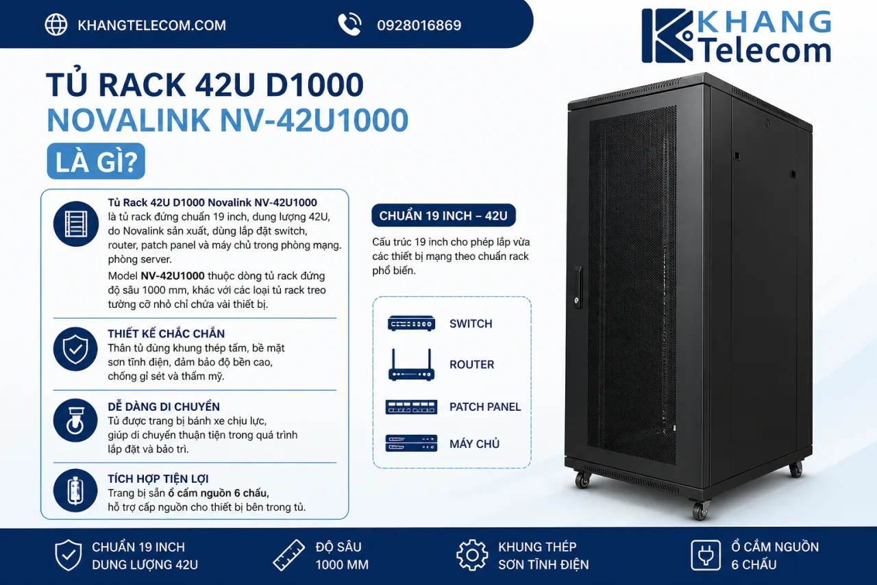 Tủ Rack 42U D1000 Novalink NV-42U1000 Tủ Rack 42U D1000 Novalink NV-42U1000
