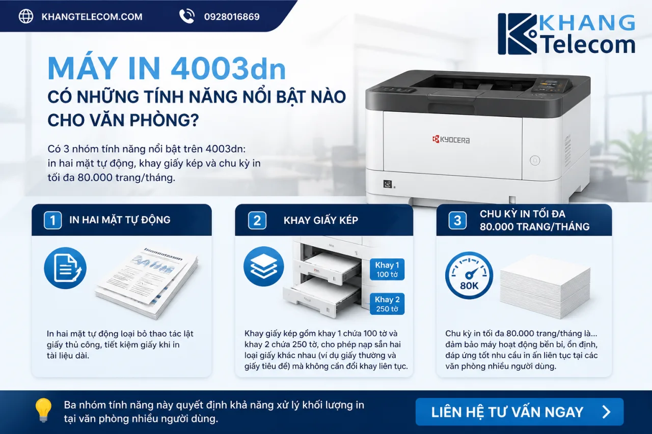 Máy in 4003dn có những tính năng nổi bật nào cho văn phòng Máy in 4003dn có những tính năng nổi bật nào cho văn phòng