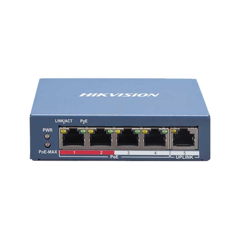 Switch PoE 4 cổng Hikvision DS-3E1105P-EI cho hệ camera IP