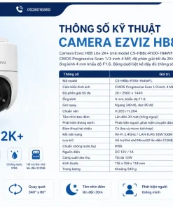 Thông số kỹ thuật camera Ezviz HB8 Lite 2K+ gồm những gì