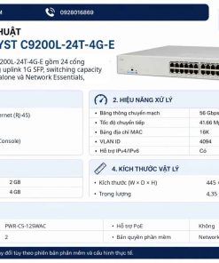 Thông số kỹ thuật của switch Cisco Catalyst C9200L-24T-4G-E là gì?