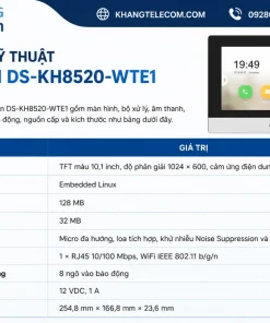 Thông số kỹ thuật Hikvision DS-KH8520-WTE1 gồm những gì