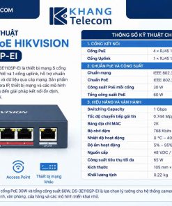 Thông số kỹ thuật Switch PoE Hikvision DS-3E1105P-EI